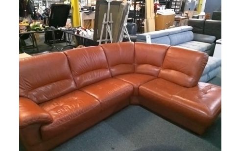 CANAPE D'ANGLE DROIT CUIR MARRON ORANGE 2M22X2M57 CANAPE D'ANGLE DROIT  MARRON ORANGE 2M22X2M62