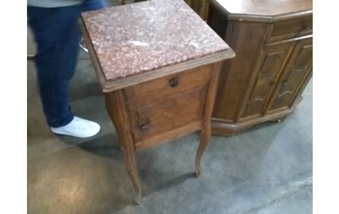 CHEVET ANCIEN NOYER DESSUS MARBRE 1 PORTE 1 TIROIR