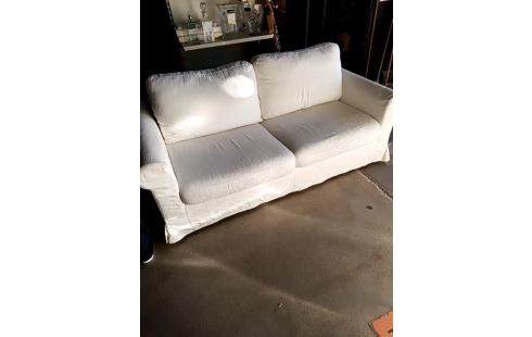 BANQUETTE 2 PLACE TISSU BLANC