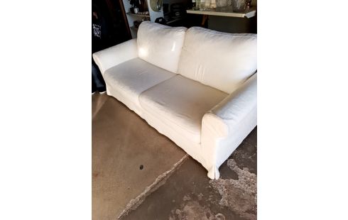 BANQUETTE 2 PLACE TISSU BLANC