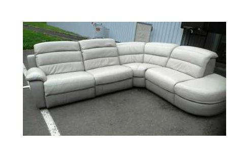 CANAPE D'ANGLE CUIR GRIS