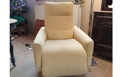 FAUTEUIL RELAX ELEXTRIQUE TISSU JAUNE POLTRON ET SOFA