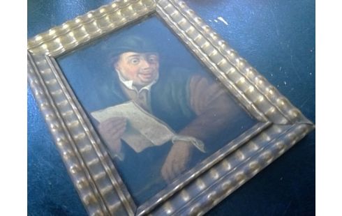 HUILE SUR PANNEAU PORTRAIT D HOMME AVEC DOCUMENT 25 X 18