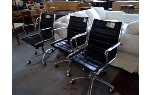 FAUTEUIL VINTAGE BUREAU CUIR CHROME