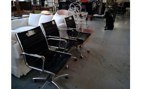 FAUTEUIL VINTAGE BUREAU CUIR CHROME