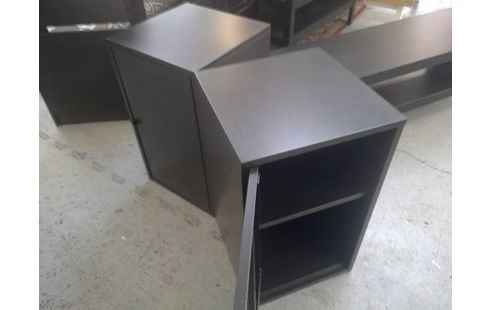 MEUBLE APPOINT METAL NOIR 1 PORTE 2 ETAGERES IKEA