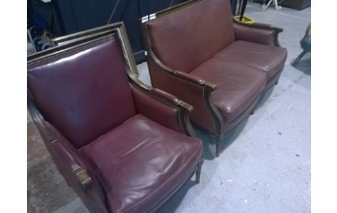 CANAPE CUIR ROUGE 2P+1P