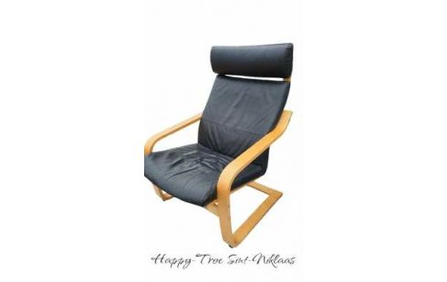 ZETEL IKEA POANG ZWART LEDER