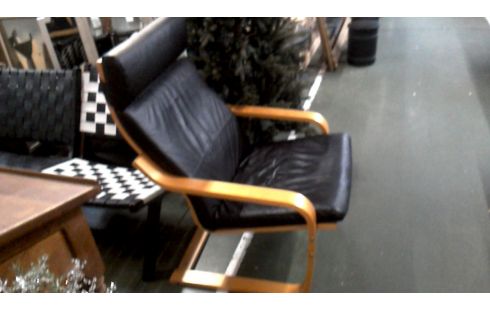 ZETEL IKEA POANG ZWART LEDER