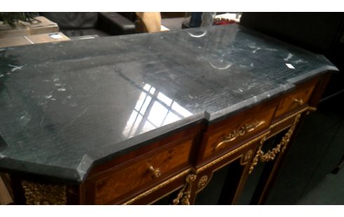 VITRINE ITALIENISCH 1 TÜR / 1 SCHUBLADE, , INTARSIE KUPFER NIEDRIG MARMORSTEIN