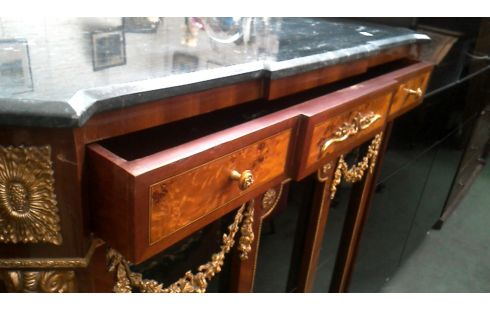 VITRINE ITALIENISCH 1 TÜR / 1 SCHUBLADE, , INTARSIE KUPFER NIEDRIG MARMORSTEIN