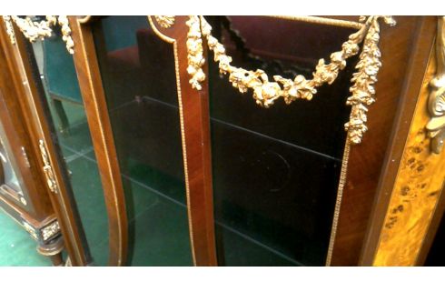 VITRINE ITALIENISCH 1 TÜR / 1 SCHUBLADE, , INTARSIE KUPFER NIEDRIG MARMORSTEIN