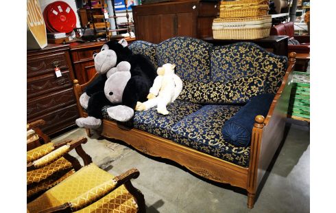 CANAPE RIGAUX 3 PLACES TISSU BLEU