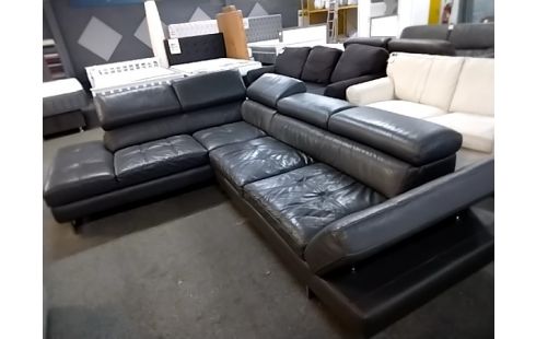 CANAPE D'ANGLE CUIR GRIS