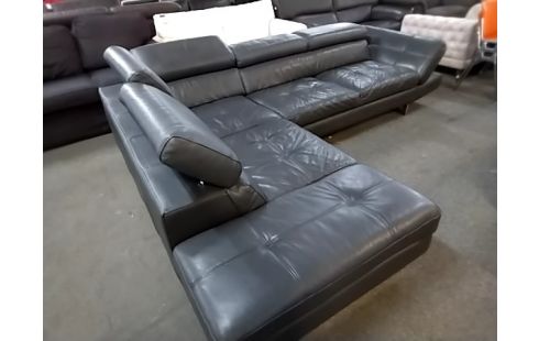 CANAPE D'ANGLE CUIR GRIS