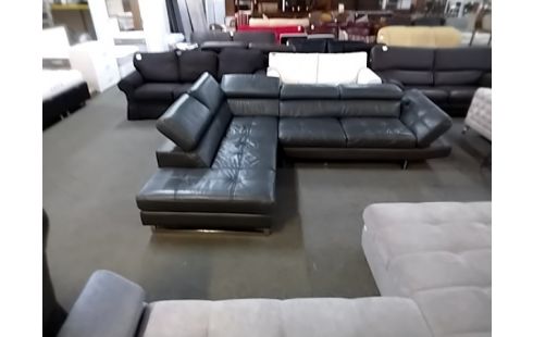 CANAPE D'ANGLE CUIR GRIS