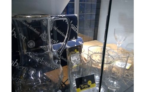 CRUCHE VINTAGE PEINTE FLEUR 5 VERRES