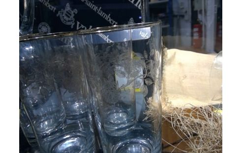 CRUCHE VINTAGE PEINTE FLEUR 5 VERRES