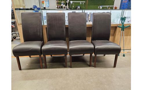 CHAISE CUIR BRUN LES 4