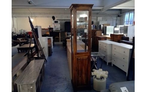 ETAGERE COLONNE TEAK VITRINE 4 FACES