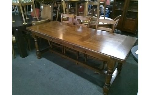 TABLE DE FERME RUSTIQUE AVEC 2 ALLONGES DE 50 CM