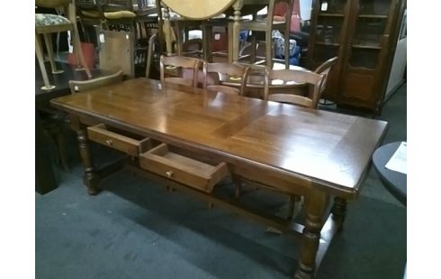 TABLE DE FERME RUSTIQUE AVEC 2 ALLONGES DE 50 CM