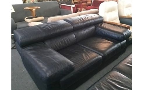 CANAPE 2 PLACES CUIR NOIR