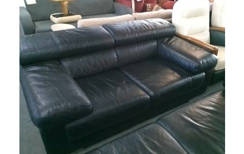 CANAPE 2 PLACES CUIR NOIR