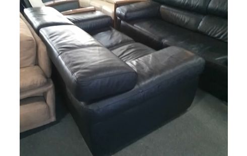 CANAPE 2 PLACES CUIR NOIR