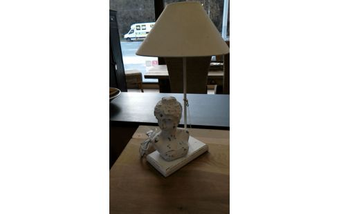 LAMPE A POSER TETE PATINE BLANC