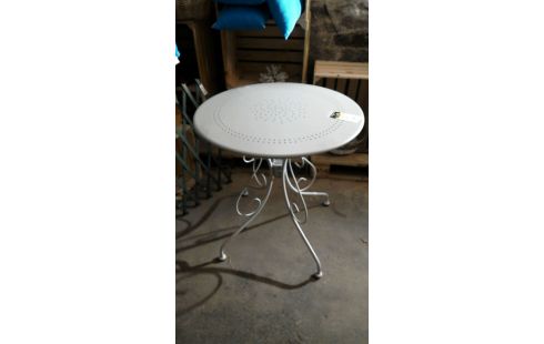 TABLE RONDE DE JARDIN METAL BLANC