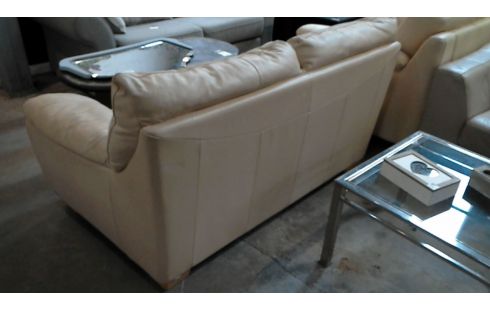 CANAPE 2 PLACES CUIR BEIGE