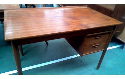 BUREAU VINTAGE 2 TIROIRS TECK