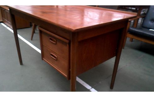 BUREAU VINTAGE 2 TIROIRS TECK