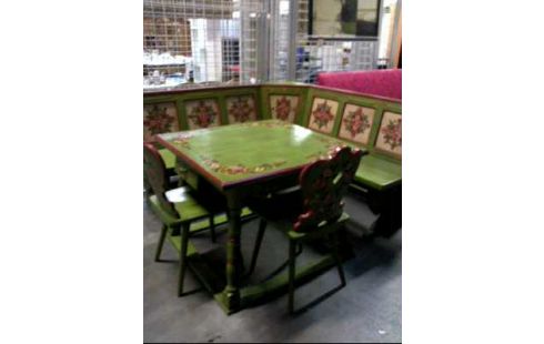 ECKBANK TISCH 2-STÜHLE GRÜN FLORAL