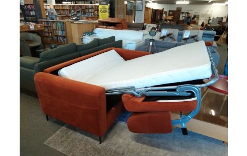 CANAPE CONVERTIBLE RAPIDO VELOURS ROUILLE