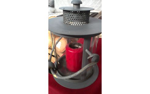 LANTERNE ROND GRIS METAL