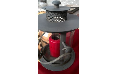 LANTERNE ROND GRIS METAL