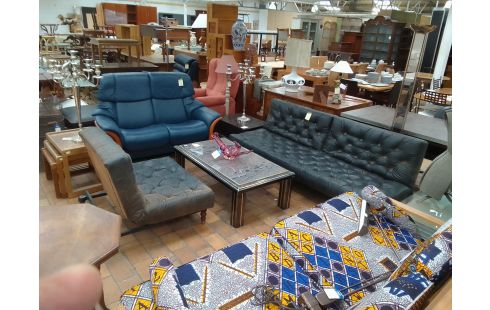 CANAPE CONVERTIBLE CUIR BRUN CHESTERFIELD INNOVATION 3+1