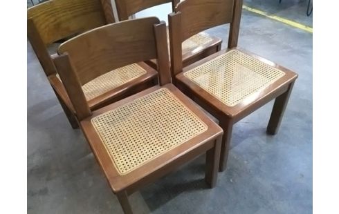 4 CHAISES BOIS CANNEES