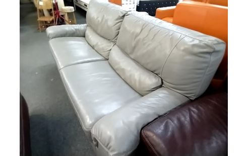 CANAPE EN CUIR GRIS 3 PLACES