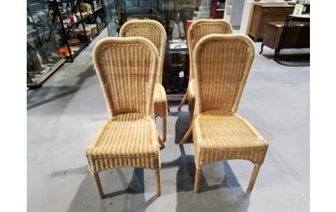 LOT DE 4 CHAISES EN  ROTIN