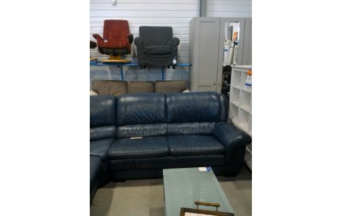 CANAPE D'ANGLE CUIR BLEU