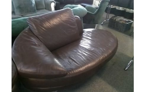 CANAPE MERIDIENNE CUIR MARRON