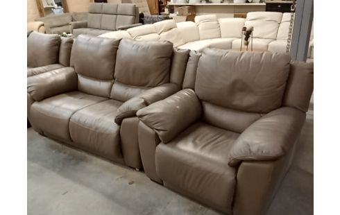 SALON 381 CUIR TAUPE 3(R)+2+1(R)