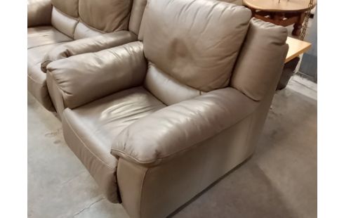 SALON 381 CUIR TAUPE 3(R)+2+1(R)