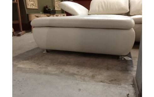 CANAPE 382 LISEUSE CUIR BEIGE + POUF C