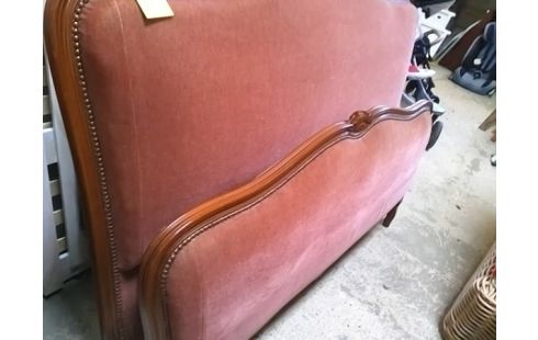 LIT BOIS TISSU ROUGE