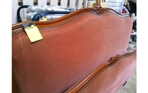 LIT BOIS TISSU ROUGE