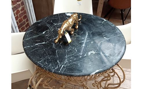 TABLE MARBRE FER FORGÉ PIED BEIGE